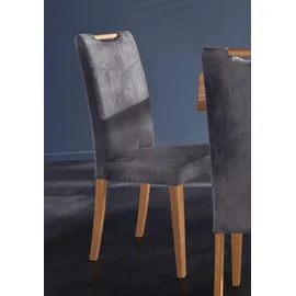 Home Affaire Esszimmerstuhl »Roberta Polsterstuhl, Gestell Eiche massiv« (Set) 2 Stk.Bezug aus strapazierfähiger Microfaser Home affaire Kansas braun + eichefarben