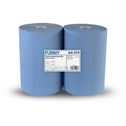 Industriepapierrollen FUNNY - Putzpapier - blau - 37,5 cm breit - 2 Rollen