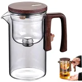 HoveeLuty Magnetische Teekanne mit Griff und Ausgießer, 520 ml, Glas-Teekanne mit Teesieb für losen Tee, hitzebeständig, abnehmbare waschbare Teekanne mit Deckel für Zuhause, Büro, Teehaus