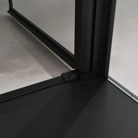 doporro Ravenna66 Eck-Duschkabine mit Drehtür rechts 90 x 80 cm Schwarz Klarglas D648360641500
