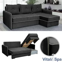 VitaliSpa Ecksofa KANSAS Schlaffunktion Dunkelgrau- Couch Schlafsofa Bett Eckcouch