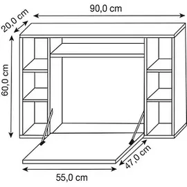 VCM my office Wandila Wandschreibtisch schwarz rechteckig, hängend schwarz 90,0 x 20,0/67,0 cm