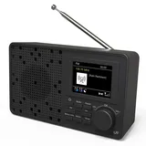 DAB Radio, LFF DAB Plus Radio, DAB Digitalradio, Digital Radio mit Bluetooth, Kleines Radio mit Netzstecker, Küchenradio DAB Batteriebetrieben UKW Radio, 2,4" Farbdisplay Radio Schwarz