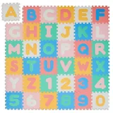 Relaxdays Puzzlematte ABC und Zahlen, Blau,Grün,Rot