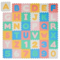 Relaxdays Puzzlematte ABC und Zahlen Blau,Grün,Rot