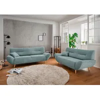 Polstergarnitur INOSIGN "Drago, modern und zeitlos, aktuelle Formensprache, komfortabel", grün (mint), H:81cm T:90cm, 100% Polyester, Sitzmöbel-Sets, als Sessel/Polsterecke erhältlich, versch. Stoffe, inkl. 2 Zierkissen