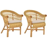 Set/2 Knopfsessel Button-Groß Rattan Flecht-Rattanstuhl (Honig, Kreuzflechtung)