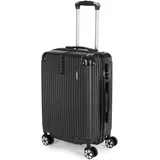 BRUBAKER Handgepäck Koffer London - Reisekoffer mit Zahlenschloss, 4 Rollen und Komfort Tragegriffen - 37 x 56 x 22 cm Rollkoffer, M, Schwarz - Schwarz