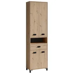 byLIVING Badezimmer Hochschrank WELLNESS, Breite 54 cm, Artisan Eiche/schwarz