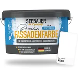 SEEBAUER diy Universal-Fassadenfarbe Weiß 2,5L für Außen (No. 000 Weiß) Hoch deckende Fassadenfarbe mit Wetterschutz - Geeignet für Putz, Mauerwerk und Beton