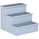 PawHut Haustiertreppe Hundetreppe mit Teppich Stauraum, Grau 40,5x44,5x38 cm für Hunde & Katzen Aosom.de