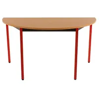 Sodematub Mehrzwecktisch buche, rot halbrund, Vierkantrohr rot, 140,0 x