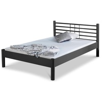 BedBox Metallbett modernes Metallbett Mia, klassisches Kopfteil, pulverbeschichtetes Metall, stabil und langlebig schwarz 120 cm x 200 cm x 41 cm