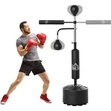 4-in-1 Boxsack Freistehend 160-230 Cm Höhenverstellbar Standboxsack Mit 2 Speedbälle, 360° Reflexstange Punchingball Set Kickboxsack Für Erwachsene Jugendliche Mma Box Training
