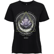 Only Onllucy Reg S/S Top JRS Noos Schwarz/Print:Lotus XS