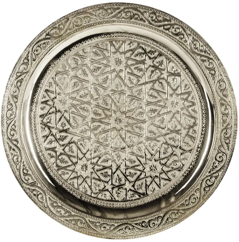 Orientalisches Tablett Mehdia Silberfarben 30cm