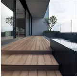 HOME DELUXE Terrassendielen WPC SAMANA PREMIUM - Mengenauswahl, 50 m2, BxL: je 14,6x220 cm, (Komplettset - inkl. Unterkonstruktion), 3D-Holzoptik, WPC Hohlkammerdiele, Bodenbelag braun