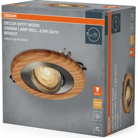 Osram Wood Spot 3er Set GU10 Satin-Nickel Holz-Optik Aluminium