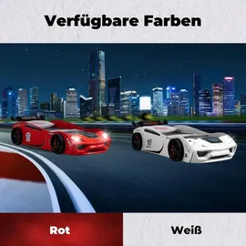 TRAUMMÖBEL Kinderbett TURBO V2 90 x 200 cm weiß Rennwagen