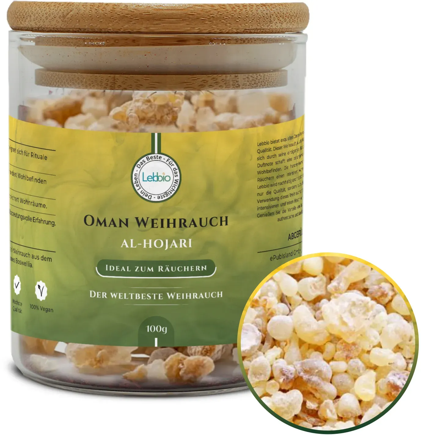 Lebbio - Al-Hojari Oman Weihrauch zum Räuchern - der weltbeste Weihrauch - 100g