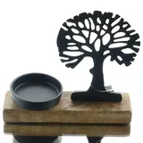 Riffelmacher & Weinberger Kerzenständer Riffelmacher Baum mit Teelichthalter Holz Schwarz