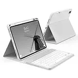 KVTVOU Hülle mit Tastatur für iPad A16 11. Generation 2025, iPad 10. Generation 2022 10,9 Zoll, Abnehmbarer Bluetooth Tastatur QWERTZ Layout, Weiche TPU Hülle mit Stifthalter, Grau