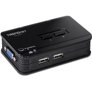 TRENDnet TK-207K 2-Port USB KVM Switch und Kabelsatz, Geräteüberwachung, Auto-Scan, Akustische Rückmeldung, USB 1.1, Windows, Linux, blau