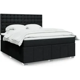 vidaXL Boxspringbett mit Matratze Schwarz 180x200 cm Stoff
