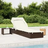 vidaXL Sonnenliege mit Faltdach Braun 213x63x97 cm Poly Rattan