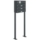 AL Briefkastensysteme 3er Premium Standbriefkasten Anthrazit inkl. Zeitungsfach