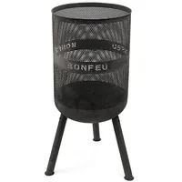 BonFeu Bonves Ø45cm Schwarz - Feuerkorb für den Garten - Feuertonne & Feuerstelle - Feuerschale Feuerkorb aus stabilem Stahl - Mit Grillrost & Schürhaken zum Kochen - Feuerkorb mit Grillrost