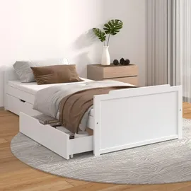 vidaXL Massivholzbett 90 x 200 cm Weiß
