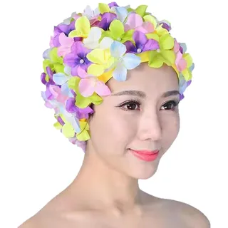 Nupaque Süße Badekappen | Stilvolle Blumenkappen, Blumen-Badekappe für Damen - Badekappen im Retro-Stil für Damen mit Langen und kurzen Haaren, Schwimmmütze für Wasserparks, Schwimmbäder