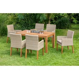 Merxx Ranzano Garten-Essgruppe 7-tlg. Ausziehtisch 90 x 200 cm beige inkl. Kissen