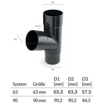 boni-shop T-Stück 63 mm graphit