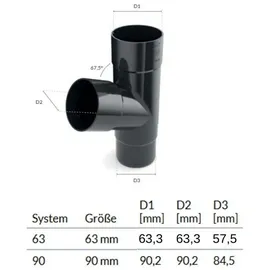 boni-shop T-Stück 63 mm graphit