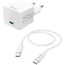 Hama Schnellladegerät mit Ladekabel USB-C, 25W, 1,5m, weiß
