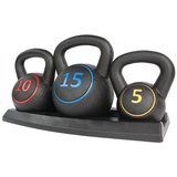 HIONRE Kettlebell Dumbbells Set/ Kettlebell Set 5/10/15 lbs (2,2 kg, 4,5 kg & 6,8 kg)- 3 piece Kettlebells set for Cross-Training- AMMA Training for Beginners / Advanced Users / Professionals