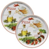 MamboCat Pizzateller 2er Set Pizzateller Napoli Pizzafoods rot 31cm - 04019#ZP2