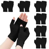 6 Paar Fingerlose Ekzem Handschuhe, Weiche Schwarz Baumwollhandschuhe FüR Ekzeme, Neurodermitis Handschuhe, Fingerlose Baumwollhandschuhe FüR Trockene HäNde, SchöNheit, Hand Spa