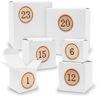 Adventskalender zum Füllen 24x Quader Würfel gemischt WEISS + Sticker (V01 Z11)