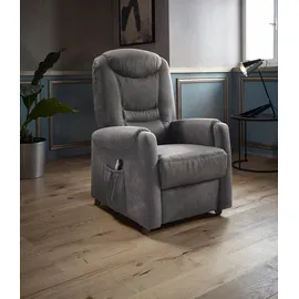 sit&more TV-Sessel Morten Kunstleder 76 x 115 x 78 cm Grau mit Motor und Aufstehhilfe