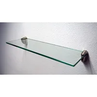 Dekoleidenschaft Wandregal aus 6mm Glas, klar, Verschiedene Formen und Größen, Glasregal, Glasboden, Glasablage, Badregal, Eckregal Bad Ablage Regal (Wandclips Midas Silber, 60x20 cm)
