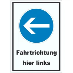 HB-Druck Aufkleber Fahrtrichtung hier links A6 (105x148mm)
