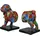 Casablanca modernes Design Casablanca Deko 1 Paar Buchstützen CD Ständer - Tierfigur Mops Hundefigur mit Halsband Glocke - Design: Street Art Graffiti Rosen - Mehrfarbig Gesamtlänge 22,5 cm