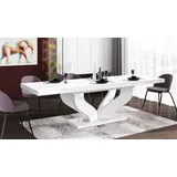 Design Esstisch Tisch HEB-222 Weiß Hochglanz ausziehbar 160 bis 256 cm - Weiß