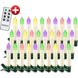 LED Weihnachtsbaumkerzen 30er-Set Mehrfarbig mit Fernbedienung