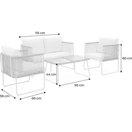 sweeek Loungeset 4 Sitzplätze Weiß