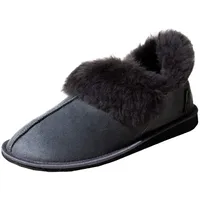 Hollert Damen & Herren Lammfell Hausschuhe Kanada Grau Fellschuhe Lederschuhe warme Schuhe aus Merino Schaffell & Echtleder Schuhgröße 39 - 39 EU