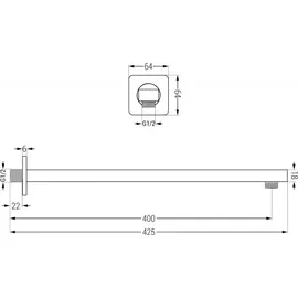 Mexen Duscharm 40 cm Graphit - 79112-66